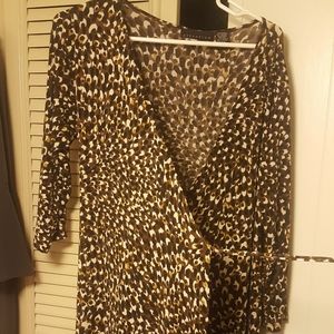 Attention brown/black wrap around dress